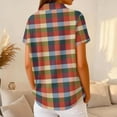 thumbnail image 6 of Inglocry Women's Waffle Polos Golf Shirts Short Sleeve Striped V Neck T-Shirt Summer Casual Tennis Work Athletic Tops Orange L, 6 of 7