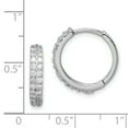 thumbnail image 2 of Beautiful Sterling Silver Polished Rhodium-plated Hinged Hoop Earrings, 2 of 2