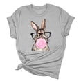 thumbnail image 3 of Easter Women's Sweatshirt Cute Rabbit Bow Print Casual Versatile Color Cotton Crew Neck Short Sleeve T-Shirt Light Gray XL, 3 of 3