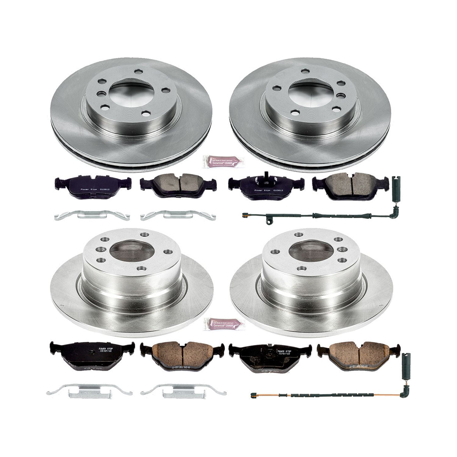 Power Stop Front and Rear Stock Replacement Brake Pad and Rotor Kit KOE4371