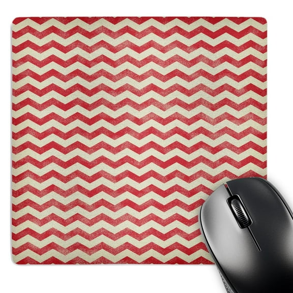 3dRose, Vintage Grunge White and Red Trendy Chevron Zig Zag Zigzag Pattern, MousePad