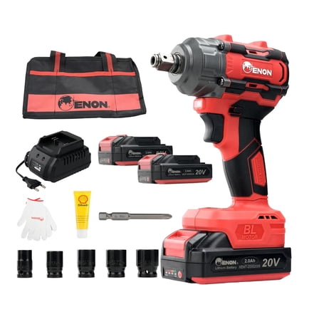 20v Impact Wrench Cordless Kit | 300nm Torque, Powerful Motor, 2xli-Ion 2.0ah Batteries, 5 Wrench Sockets | F-R, Brushless, Woodworking Tool, Drill, Screwdriver, Xe-Bl2031 Multipurpose