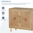 thumbnail image 5 of Natural Wood Storage Cabinet with Carved Floral Doors and Metal Handles for Living Room, Kitchen, Entryway, 5 of 9