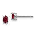 thumbnail image 1 of 925 Sterling Silver 5x3mm Oval Created Ruby Stud Earrings Birthstone July Gemstone, 1 of 6