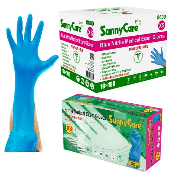 1000/case #8600 SunnyCare 5.0 mil Nitrile Exam Gloves Chemo-Rated (Non Vinyl Latex) Size: X-Small