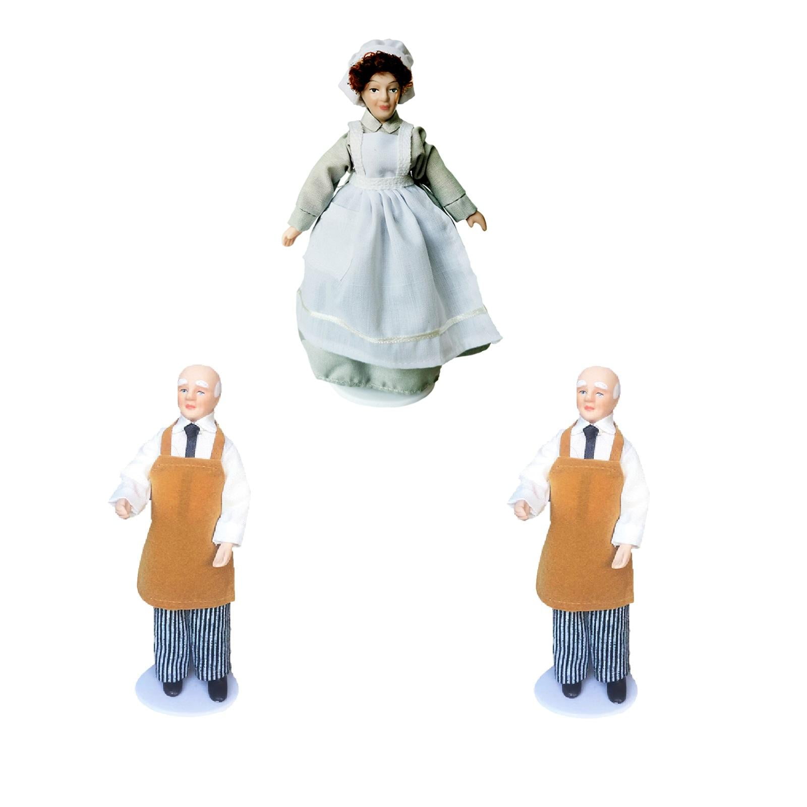 1:12 Dollhouse Miniature Porcelain Doll Model Old Man Butler Servant J2C4