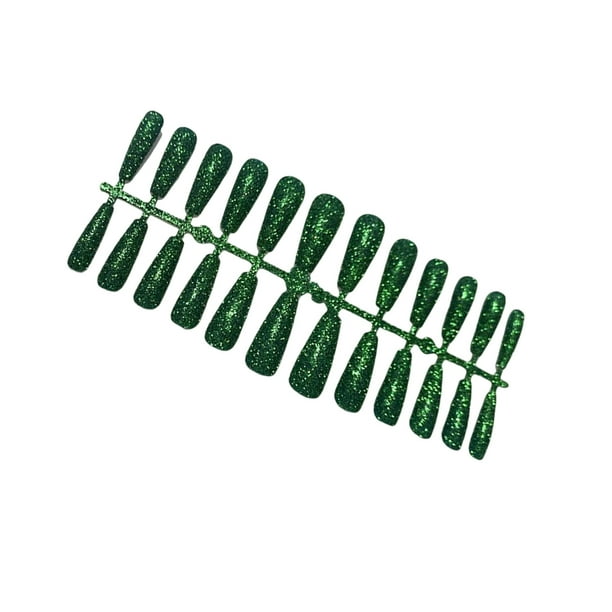 Jumpingount Prensa para uñas postizas, cubierta completa, diseño puntiagudo extraíble, parche de manicura Artificial, pulido, herramientas de Arte de uñas Verde