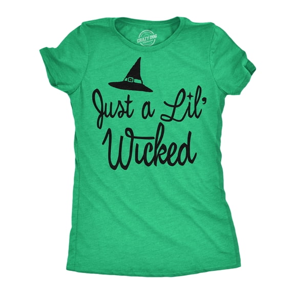 Womens Funny T Shirts Just A Lil Wicked Sarcastic Halloween Graphic Novelty Tee For Ladies Womens Graphic Tees