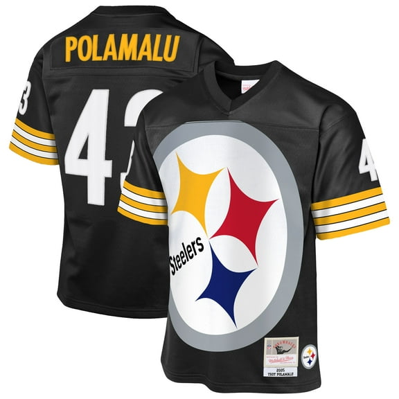 Youth-Mitchell & Ness Troy Polamalu Black Pittsburgh Steelers 2005 Throwback Fashion Jersey