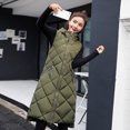 thumbnail image 1 of Chaleco de algodón de longitud media para mujer, otoño e invierno, con capucha de algodón, sin mangas, estilo chaleco, chaqueta acolchada de algodón, 1 of 6