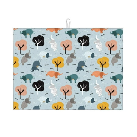 

Jgfou Elephant Tree Print Dish Drying Mat Large Dish Drying Mats for Kitchen Counter Easy Clean Dish Mat Kitchen Drying Mat 18 x24