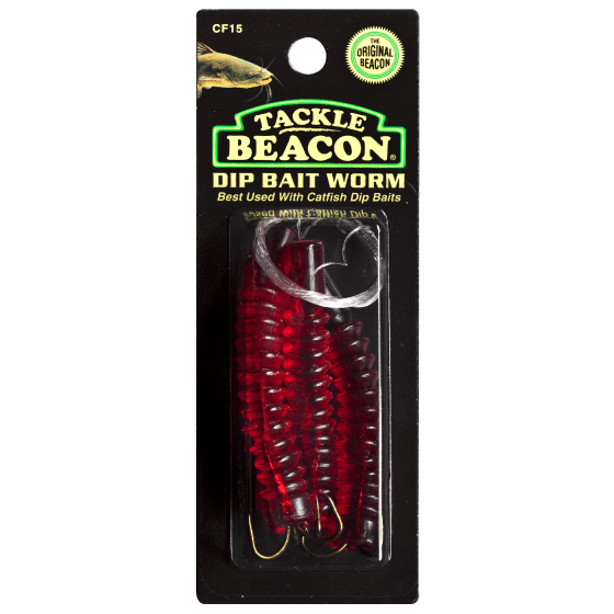 Tackle Beacon Catfish Dip Bait Worms Red, 3Pk