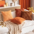 thumbnail image 4 of Qucyy Fall Rust 18x18 Inch, Soft Plush Faux Wool Couch Pillow Covers Set of 2 Decorative Boho Throw Pillows for Sofa Living Room Bed Rust 18x18 Inch (Pack of 2), 4 of 5