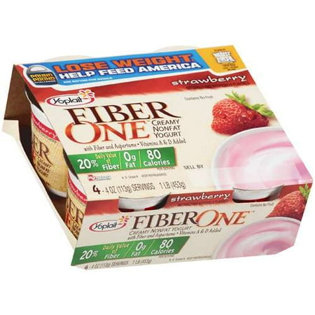 Yoplait Fiber One Creamy Non-Fat Strawberry Yogurt, 16 Oz., 4 Count ...