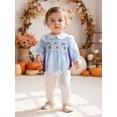 thumbnail image 4 of Miaouyo Infant Baby Girl Halloween Jumpsuit 0 3 6 12 18 24 Months Long Sleeve Doll Collar Ghost Embroidery Striped Romper, 4 of 9