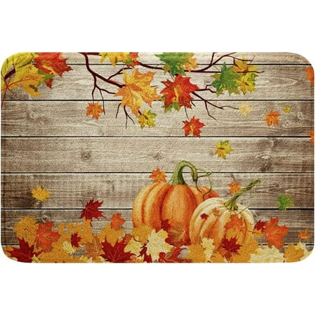 

Fall Pumpkin Bath Mats Orange Maple Leaves Farmhouse Pattern Bathroom Mats Rugs No Silp Floor Rug Carpets Fleece Floor Mat Bathroom Decorations 16x24 24x16 Inch
