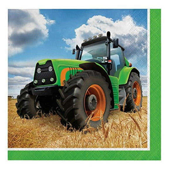 Tractor Time Paper Beverage Napkins 16 Count for 8 Guests