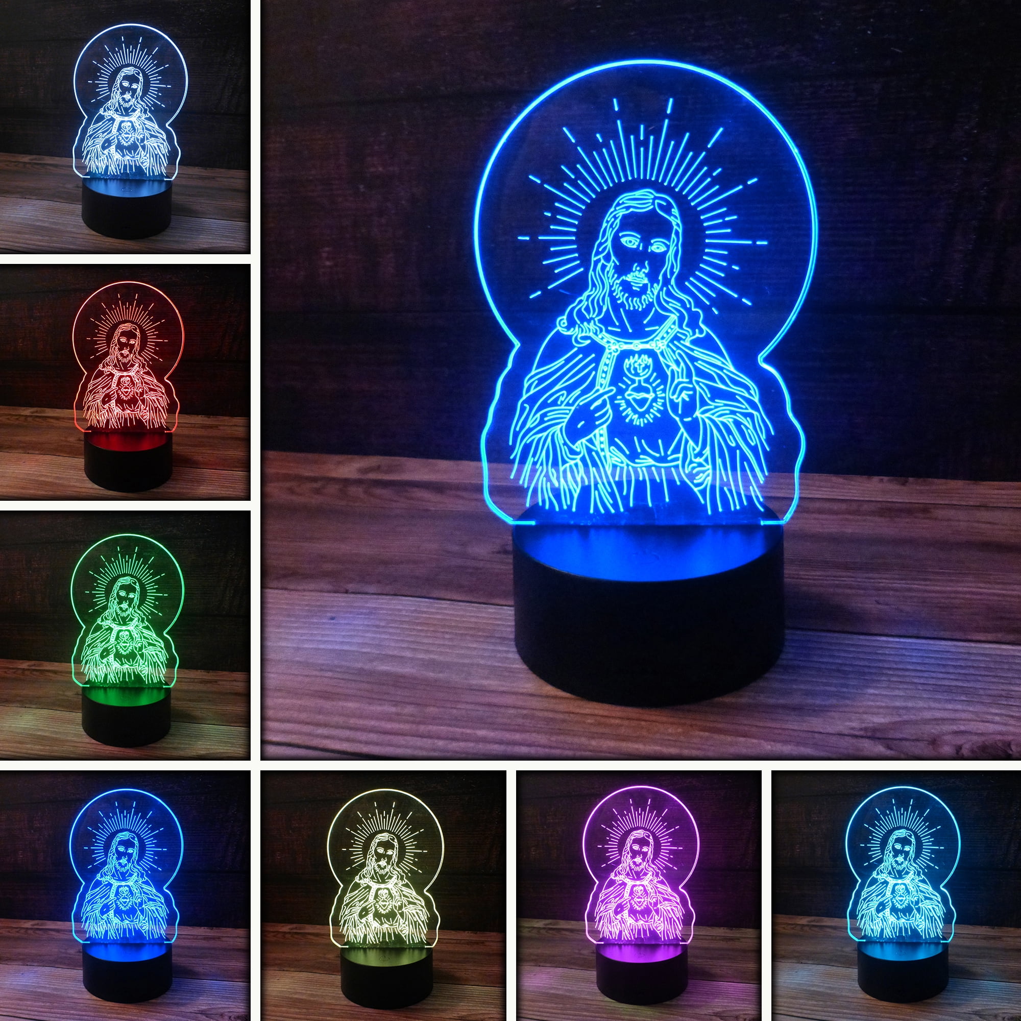 kids Night Light Lamp USB Touch Sensor 7 Color Changing LED 3D illusion Lantern 