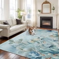 thumbnail image 2 of Coastal Octopus Area Rugs 5'x7', Washable Small Throw Rugs for Laundry Room Playroom, Farmhouse Eucalyptus Leaf Marine Lifes Indoor Outdoor Rug Non-Slip Low Pile Carpet Runner Reversible Floor Mats, 2 of 8