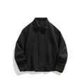 thumbnail image 4 of Aueoeo Men'S Velvet Bomber Jacket Sport Coats Stand Collar Full Zip Sweatwear With Pockets(Available In Big Size) Black X-Large, 4 of 5