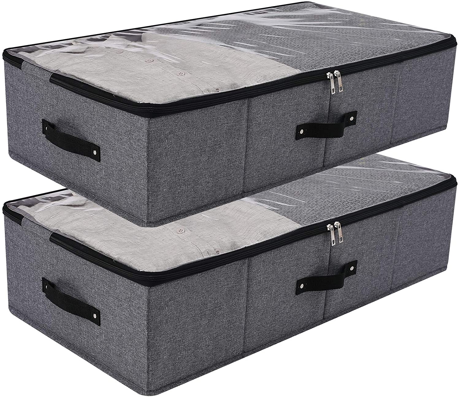 AMJ Foldable Under Bed Storage Basket Container [2 Pack] with Durable