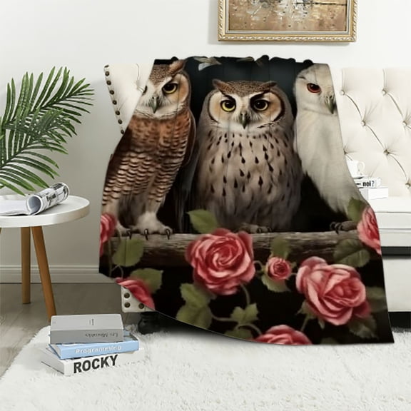 BCIIG Blanket Owl and Rose Decor Throw Blanket God Says You Are Inspirational Blanket Gifts for Girls Boys Super Warm Soft Plush Fleece Flannel Blanket Bedding Blanket for Kids Adult Women 40x50in