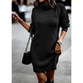 thumbnail image 5 of Lilgiuy Women Casual Solid Pullover Long Sleeve Round-Neck Sweater Dress Black Fall Dresses for 2022 Spring Winter, 5 of 5