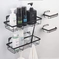 thumbnail image 3 of Adhesive Shower Caddy 5 Pack, Large Capacity Bathroom Organizers and Storage, No Drilling Wall-Mounted Basket, Black, 3 of 15
