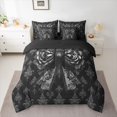 thumbnail image 2 of Feelyou Retro Black Bowknot Comforter Set 7pcs, Western Damask Flower King Bedding Sets, 2 of 8