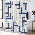 thumbnail image 6 of Navy Blue Shower Curtain - Geometric Fabric Shower Curtain Set with 12 Plastic Hooks, Water Repellent, Machine Washable, Hotel Spa Luxury Cloth Shower Curtains for Bathroom-, 6 of 6
