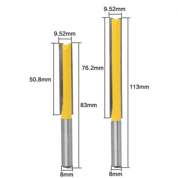 Dvkptbk Router Bit 2Pcs 8mm Shank Blade Extra Long Straight Router Bit Woodworking Cutter Set Home & Garden
