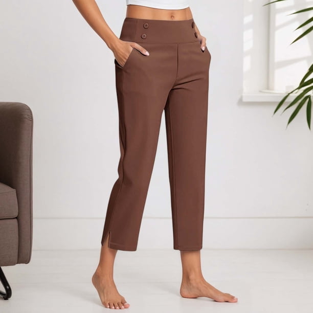 WILLBEST Pantalones Casuales para Mujer, con Bolsillos Inclinados, Pierna Ancha, Cómodos Pantalones Deportivos de Cintura Alta, Ropa Deportiva Versátil para Yoga con Bolsillos XXXL
