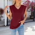 thumbnail image 5 of DuoJiaJ Womens Summer New Solid Color V Neck Cap Shoulder Sleeve Loose Sleeveless T Shirt Vest Women Ladies Tank Tops Red XXL, 5 of 5
