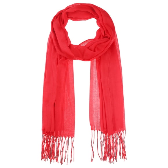 Bufanda de invierno cálida de imitación de cachemira INSPIRE CHIC, chal largo de color sólido con flecos para mujeres y hombres 78.7"x27.6" rojo