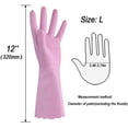 thumbnail image 2 of Guantes de limpieza para lavar platos, guantes con forro aterciopelado de algodón suave para la cocina del hogar, 3 pares de guantes de goma impermeables reutilizables, 3 colores, 2 of 7