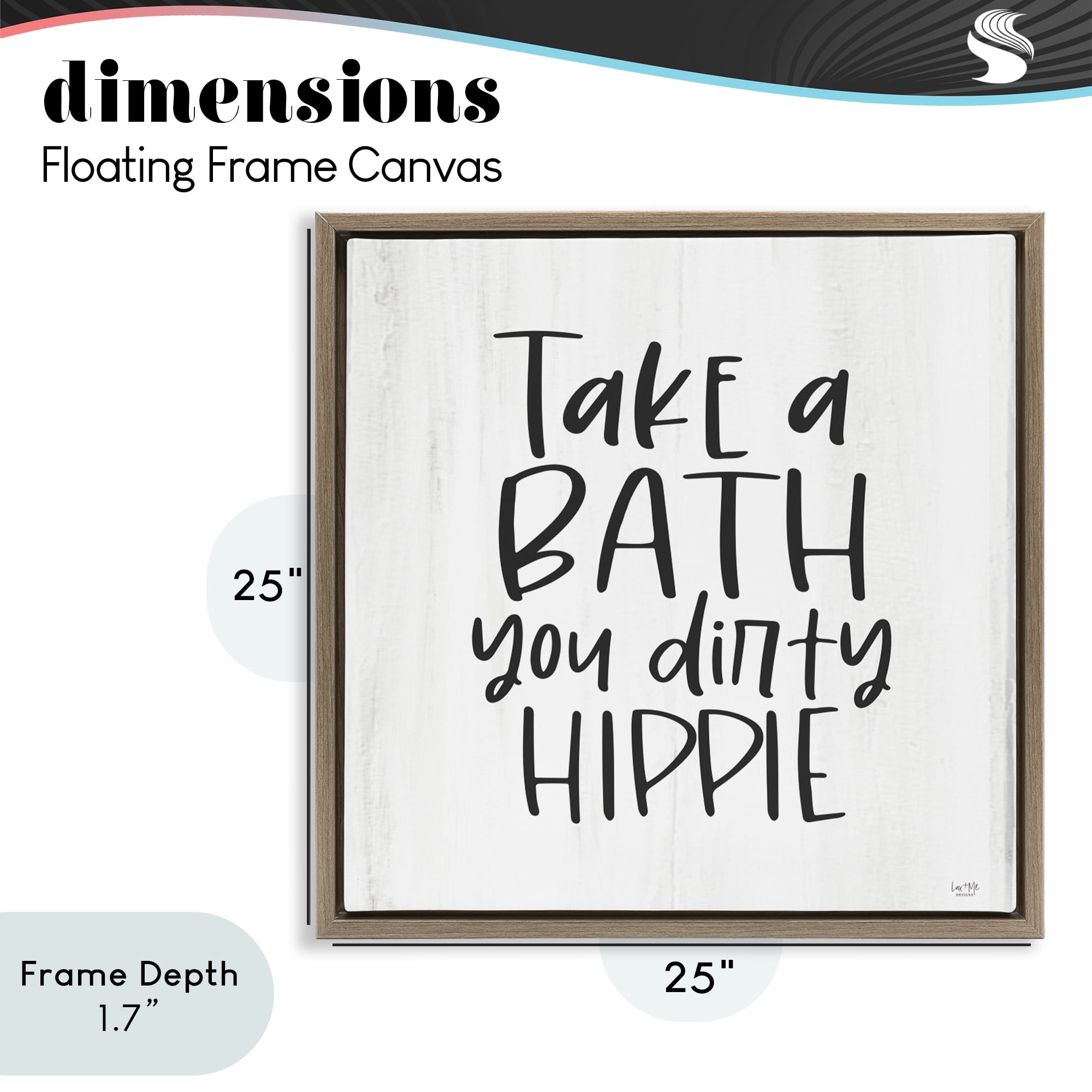 Stupell Industries Take A Bath Dirty Hippie Brown Framed Floater Canvas Wall Art, design by Lux + Me Designs