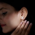 thumbnail image 4 of Emerald Cut Moissanite Solitaire Stud Earrings for Women - 6X8 mm, 14K White Gold, 4 of 7