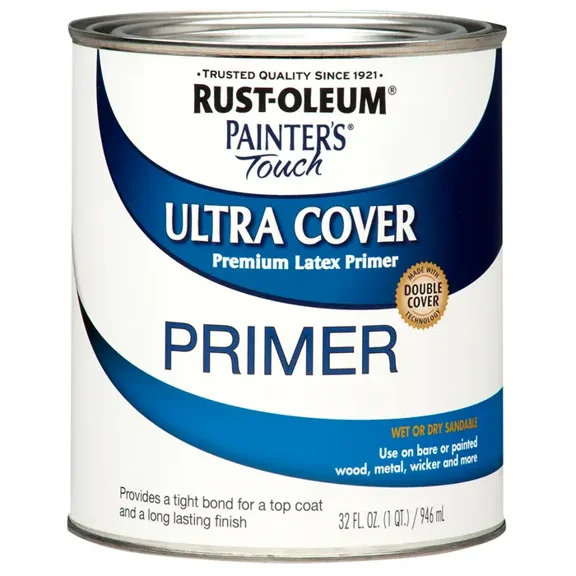 Rust-Oleum Painter's Touch Ultra Cover Flat Premium Latex Primer, White, 1 Qt.