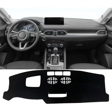 Car Dash Cover for 2022 2023 2024 2025 Mazda CX5 with Heads up Display Accessories Dashboard Cover Carpet Sunshade Windshield No Glare Black Suede