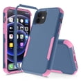thumbnail image 2 of Apple iPhone 12 Case , for iPhone Series Rugged Rubber Durable 3 in 1 Cover , Phone Case for Girl Men Women Cute (Blue+Pink), 2 of 7