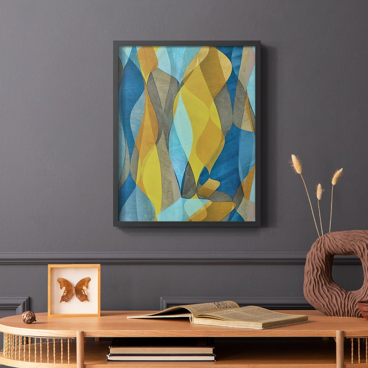 Colorful Cascade II Framed Print in Black Solid Wood Framed Print No Nail Hanging