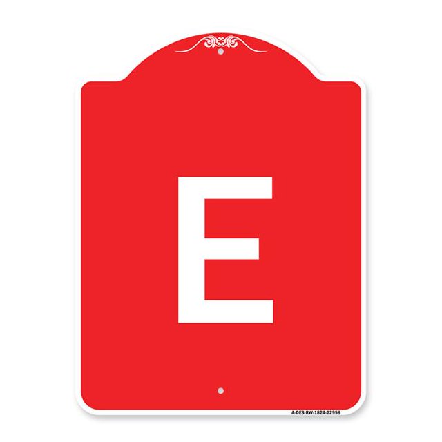 SignMission A-DES-RW-1824-22956 18 x 24 Po Signe de la Série Designer - Signe avec la Lettre E &44; Rouge & Blanc