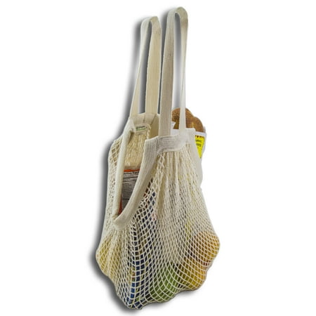 100% Organic Grocery Tote - Simple Ecology Organic Cotton Reusable Market, Beach, Grocery Shopping String Bag (heavy duty, durable wide dual hand & shoulder handles, large stretchable tote, foldable, washable)