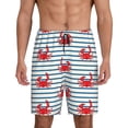 thumbnail image 3 of Lsque Cute Red Crabs With Nautical Mens Sleep Pajama Shorts,Short Pajama Pants, Cotton Ultra-Soft Knit-Large, 3 of 9