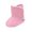 Pink, variant on Baby Boys Girls Solid Colored Plush Cotton Shoes Soft Sole Snow Boots
