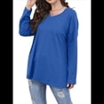 thumbnail image 3 of Blusas de Mujer de Larga con Cuello en V, Túnicas Casuales, Camisas Básicas, Blusas Holgadas Azul Real S, 3 of 7
