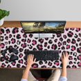 thumbnail image 4 of Long Mouse Pads for Desk,Pink and Black Of Leopard Print Desk Mats on Top Of Desks, Desk Mouse Pad Extra Large with 3mm Non-Slip Base and Stitched Edge for Gaming,Office,Work,Home 47.3"x23.6", 4 of 6