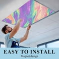 thumbnail image 5 of 3 Pack Colorful Gradual Fluorescent Light Covers for Ceiling Lights Watercolor Abstract Modern Magnetic Ceiling Light Covers Overhead Light Filters for Office Classroom Home, 5 of 9