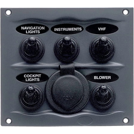 BEP 900-5WPS Black Waterproof Panel with 5 Switches