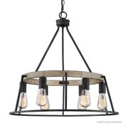 Urban Ambiance Luxury Industrial Chandelier, Large Size: 24H x 24.5W, with Vintage Style Elements, Ash Black Finish, UQL2810 from the Bergen Collection